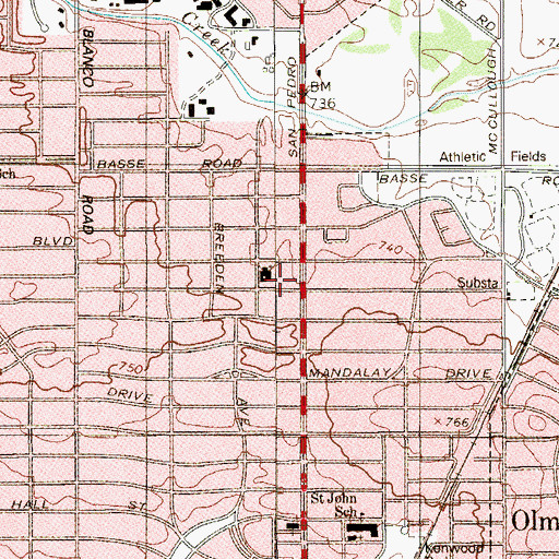 Topographic Map of Lovera Baptist Church, TX