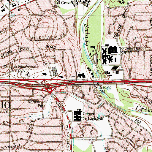 Topographic Map of MacArthur Park Church of Christ, TX