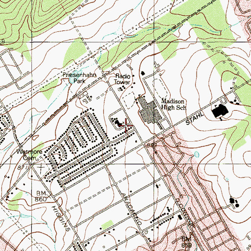 Topographic Map of Madison Hills Baptist Church, TX