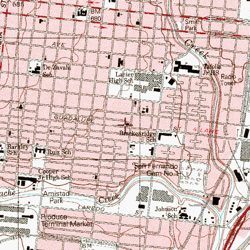 Topographic Map of Mexican Christian Church, TX