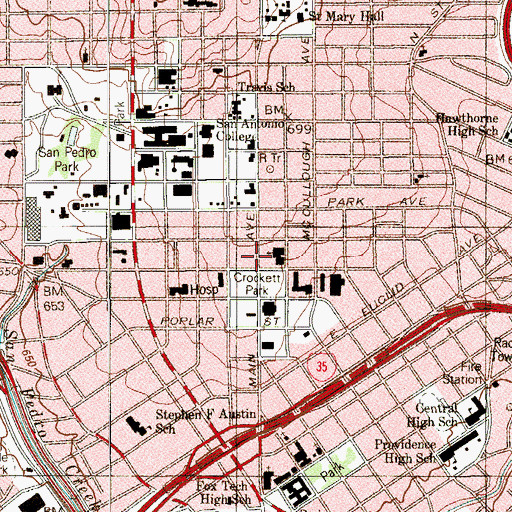 Topographic Map of Missionaries of Sacred Heart, TX