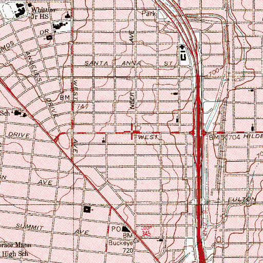 Topographic Map of Mountain View Baptist Church, TX