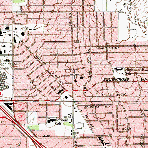 Topographic Map of New Jerusalem Baptist Church, TX