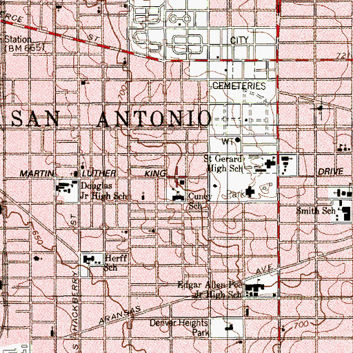Topographic Map of New Light Baptist Church, TX