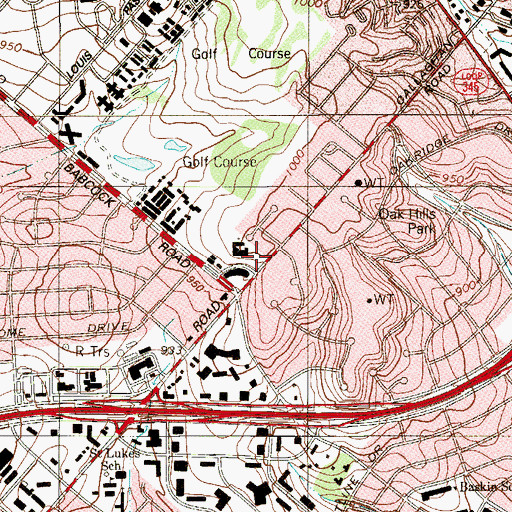 Topographic Map of Oak Hills Presbyterian Church, TX