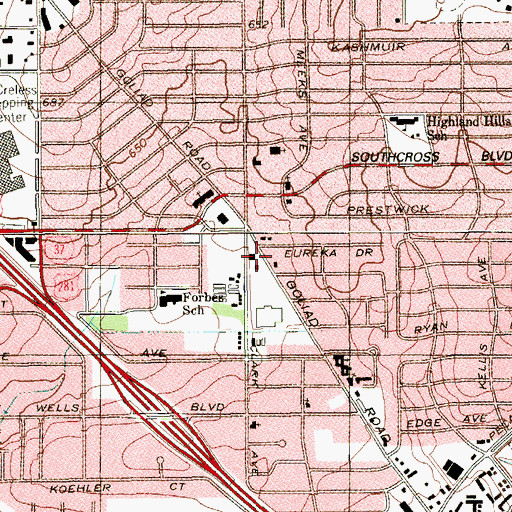 Topographic Map of Open Arms Ministries, TX