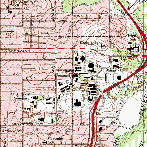 Topographic Map of Parker Chapel, TX