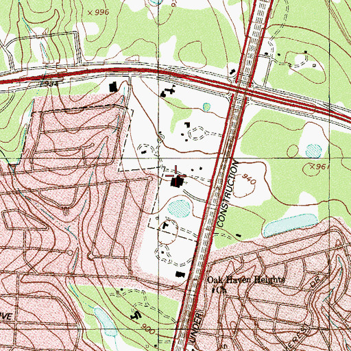 Topographic Map of Parkhills Baptist Church, TX