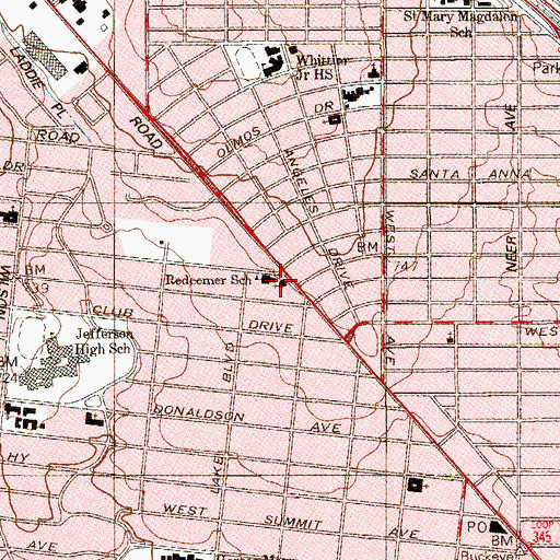 Topographic Map of Redeemer Lutheran Church, TX
