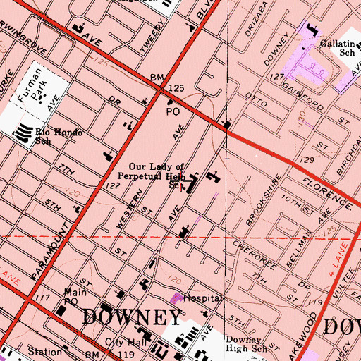 Topographic Map of Our Lady of Perpetual Help School, CA