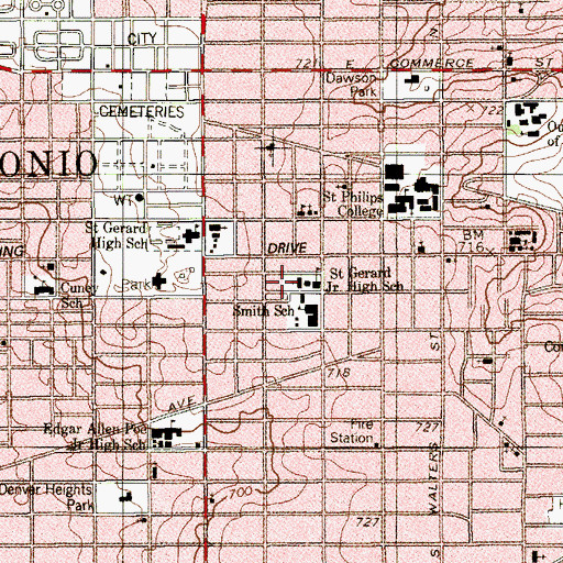 Topographic Map of Redemptorist Fathers Church, TX