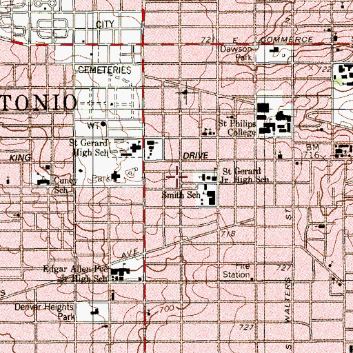 Topographic Map of Redemptorist of Saint Gerard church, TX
