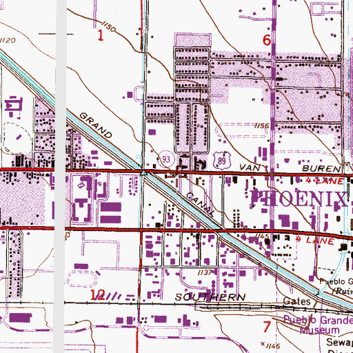 Topographic Map of Admiral Trailer Park, AZ