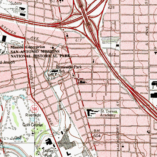 Topographic Map of Riverside Baptist Church, TX