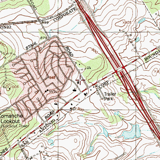 Topographic Map of Rolling Oaks Christian Church, TX