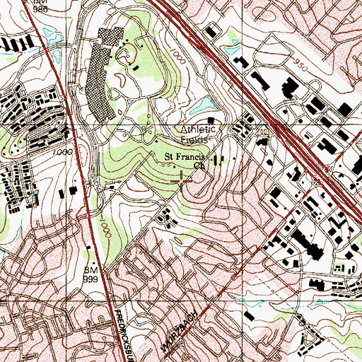 Topographic Map of Saint Francis Episcopal Church, TX