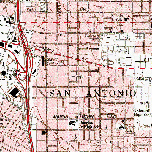 Topographic Map of Saint Josephs African Methodist Episcopal Church, TX