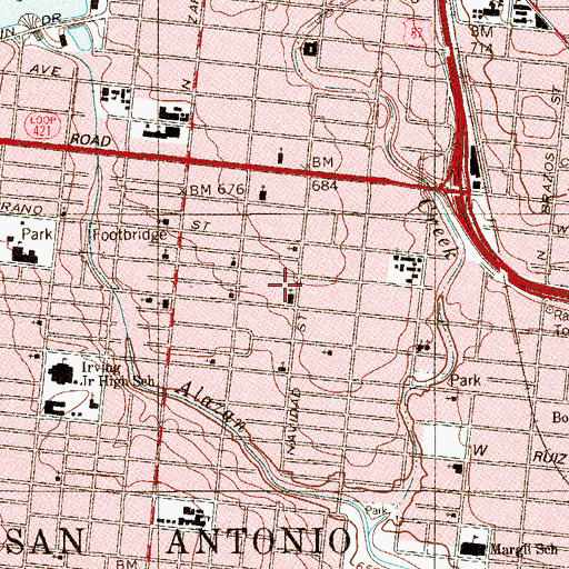 Topographic Map of Saint Luke Baptist Church, TX