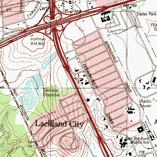 Topographic Map of Saint Vincent de Paul Church, TX