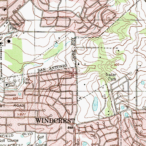 Topographic Map of San Antonio Assembly Hall of Jehovahs Witnesses, TX