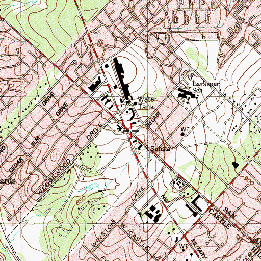 Topographic Map of San Antonio Center for Spiritual Living, TX