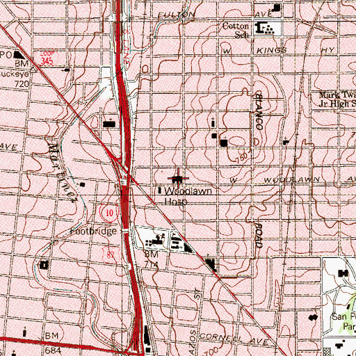Topographic Map of San Antonio Community of Churches, TX