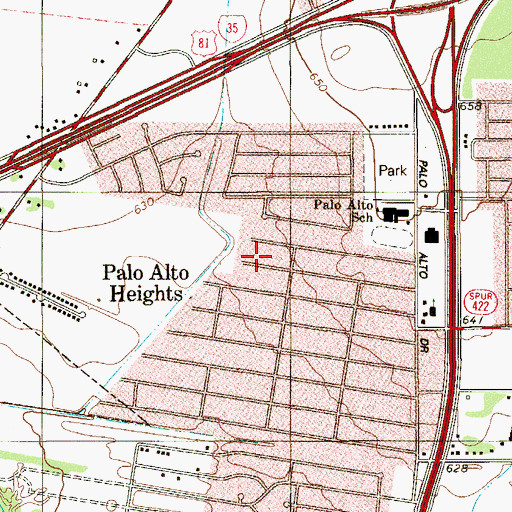 Topographic Map of San Antonio for Christ Church, TX