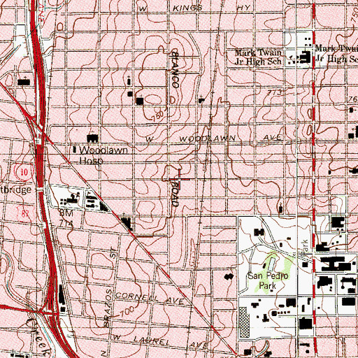 Topographic Map of San Antonio Quaker Meetinghouse, TX