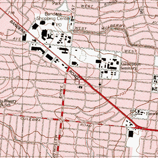 Topographic Map of San Antonio Urban Minintries, TX