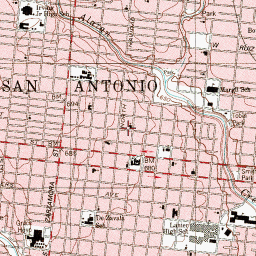 Topographic Map of Sisters of Perpetual Adoration, TX