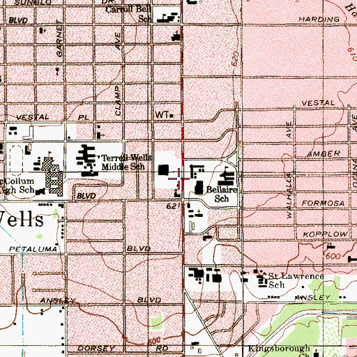 Topographic Map of Solid Rock Baptist Church, TX