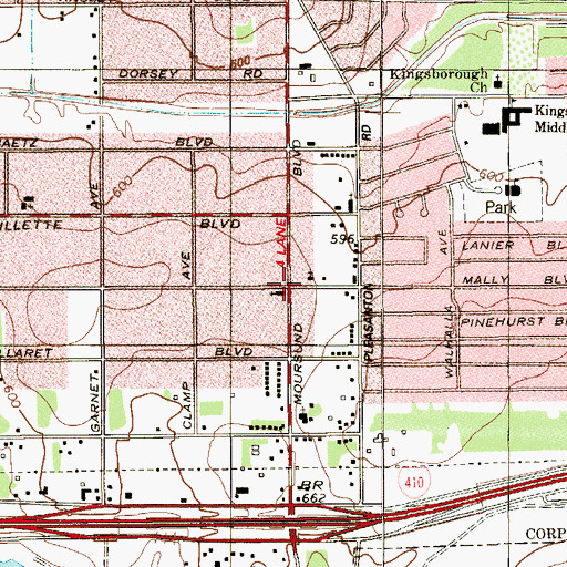 Topographic Map of Southside Assembly of God Church, TX