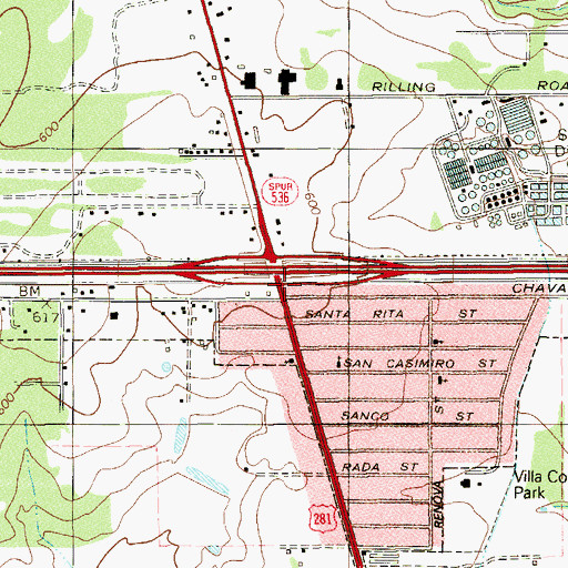 Topographic Map of Spiritual Church of the Open Door, TX
