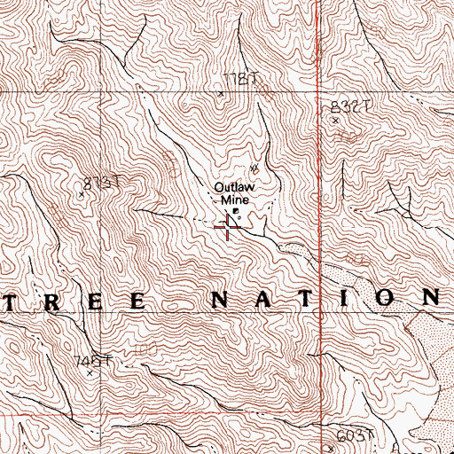 Topographic Map of Outlaw Mine, CA