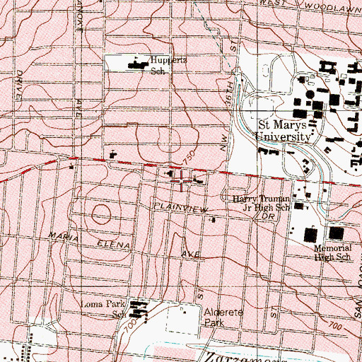 Topographic Map of Templo Bautista Church, TX
