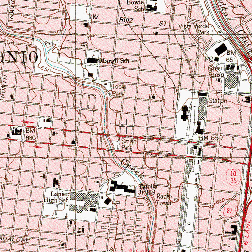 Topographic Map of Templo Pentecostes Triunfo y Gloria, TX