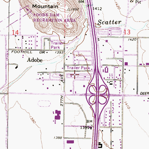 Topographic Map of Adobe Mountain Trailer Park, AZ