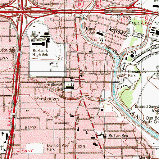 Topographic Map of Theo Avenue Baptist Church, TX