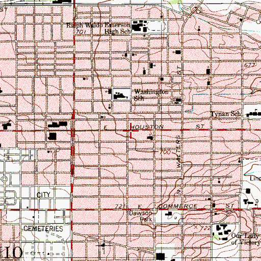 Topographic Map of Tried Stone Baptist Church, TX