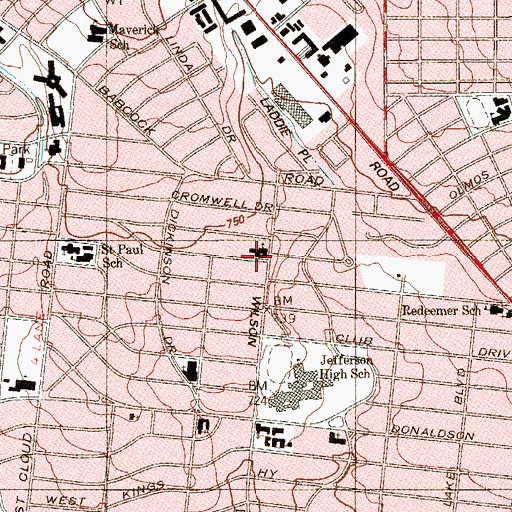 Topographic Map of Trinity Episcopal Church, TX