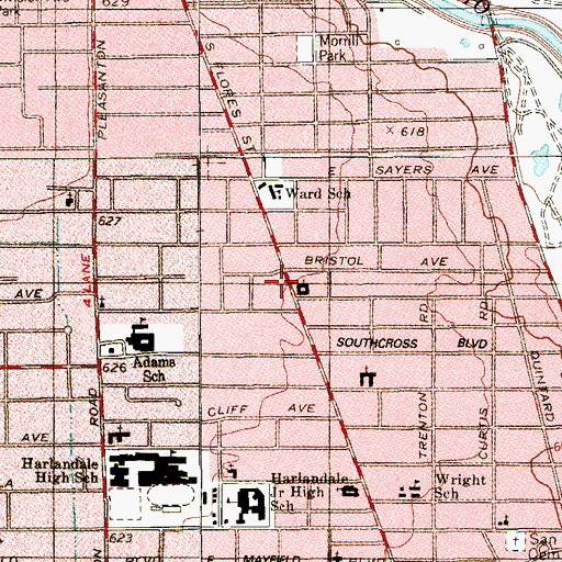 Topographic Map of Trinity Lutheran Church, TX