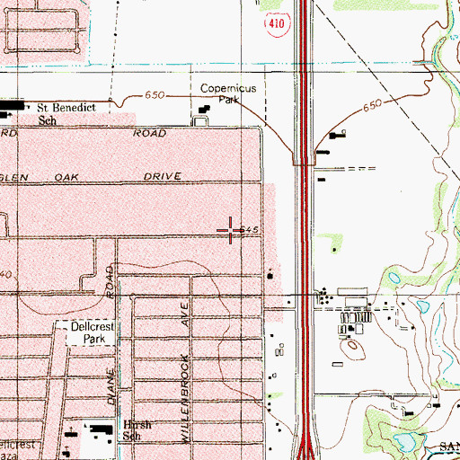Topographic Map of True Vine Church, TX