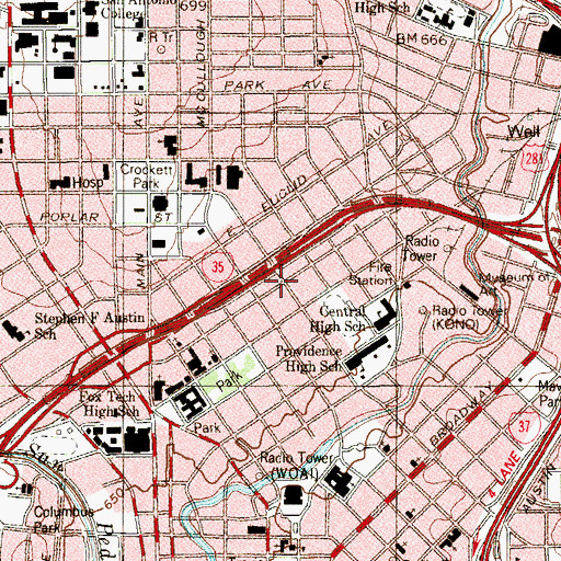 Topographic Map of United States Mission, TX