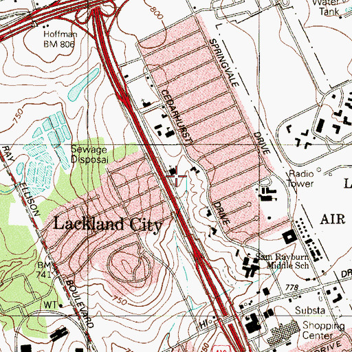 Topographic Map of Valley Hi Assembly of God Church, TX