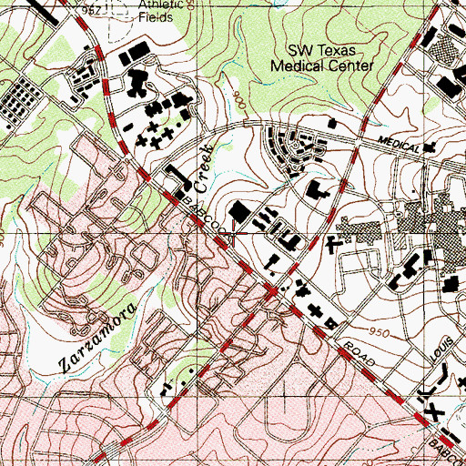 Topographic Map of Verbo Church, TX