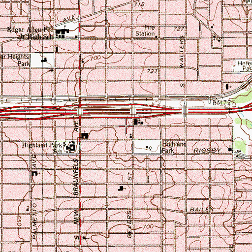 Topographic Map of Victory Outreach Church, TX