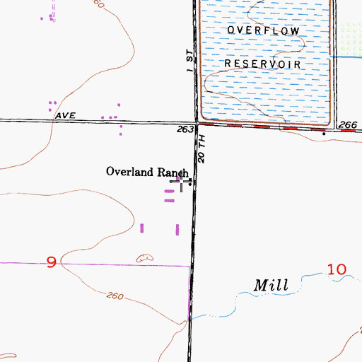 Topographic Map of Overland Ranch, CA