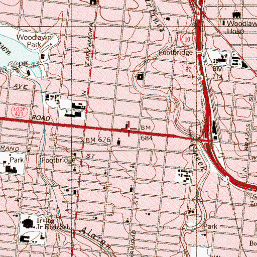 Topographic Map of West End Baptist Church, TX