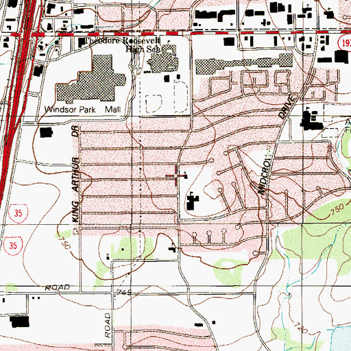 Topographic Map of Windsor Park Assembly of God, TX