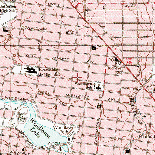 Topographic Map of Woodlawn Grace Church, TX